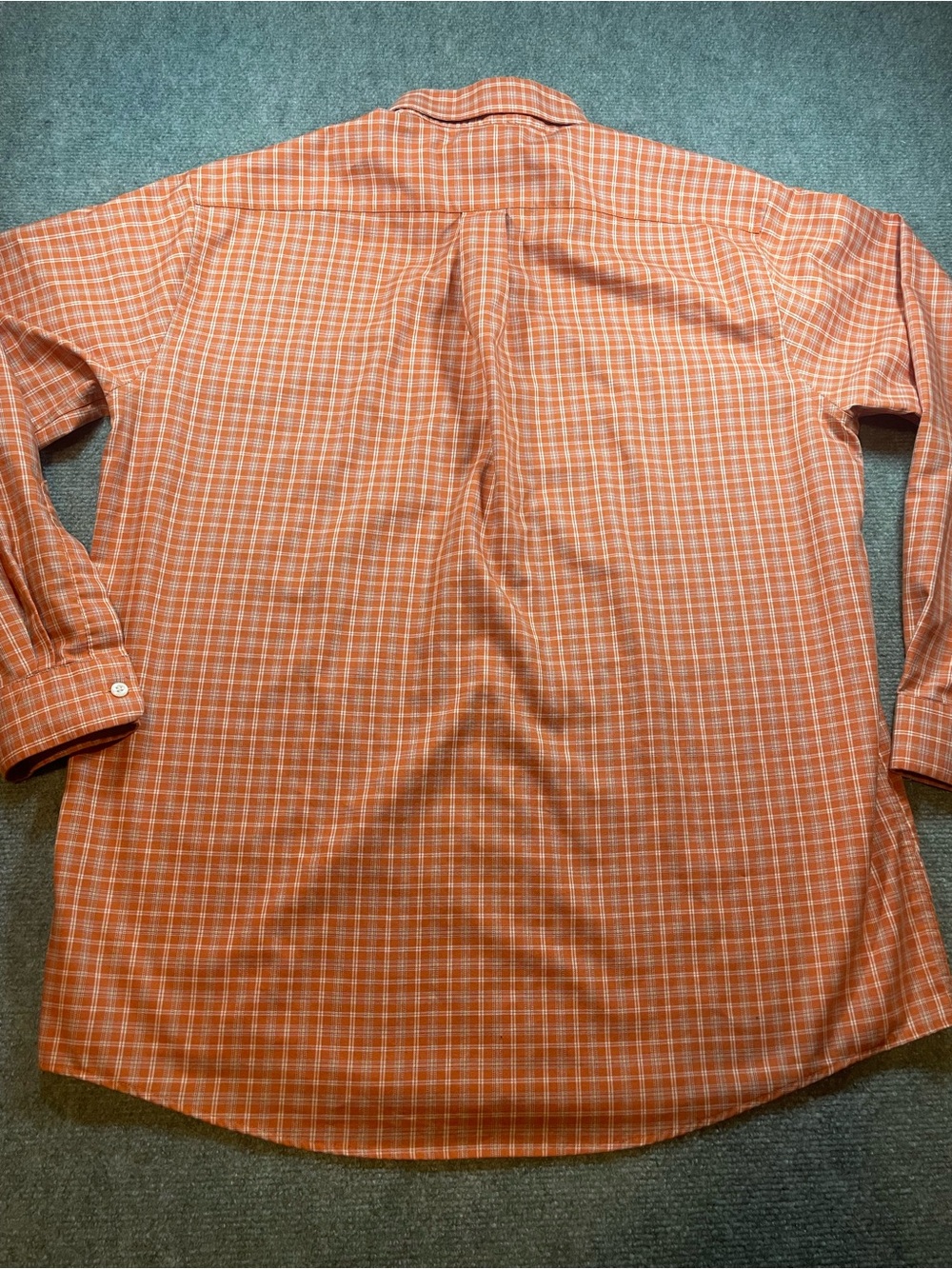 L.L. Bean Men's Orange and White Plaid Button-Down Shirt - Picture 6 of 6